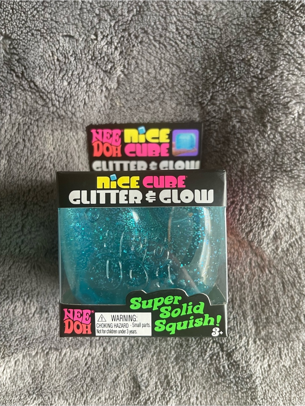 Needoh Nice Cube Glitter & Glow Super Solid Squish - Blue